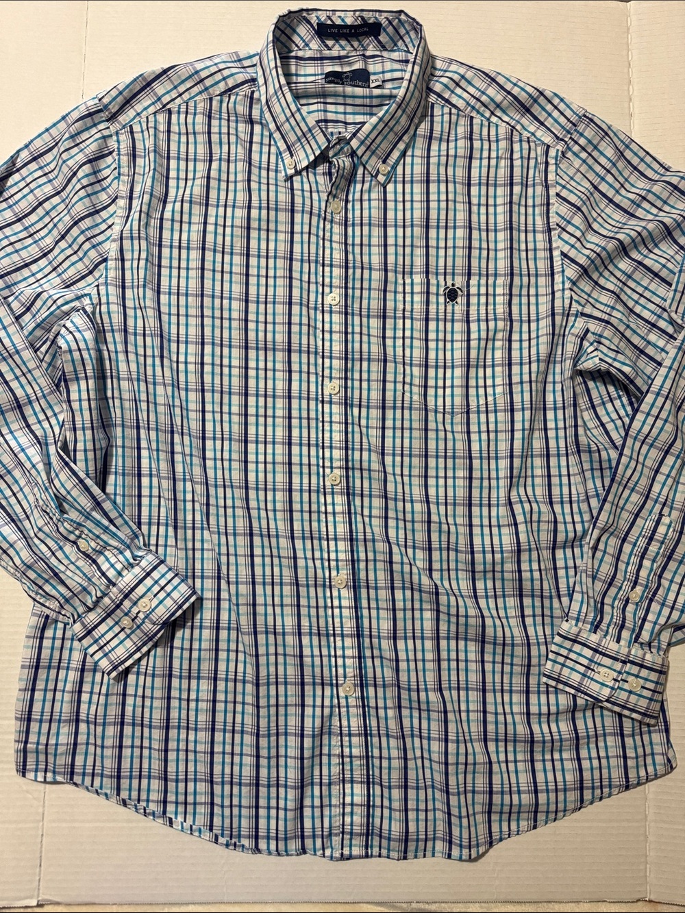 Simply Southern Blue, Purple & White Plaid Button-Down Shirt 135